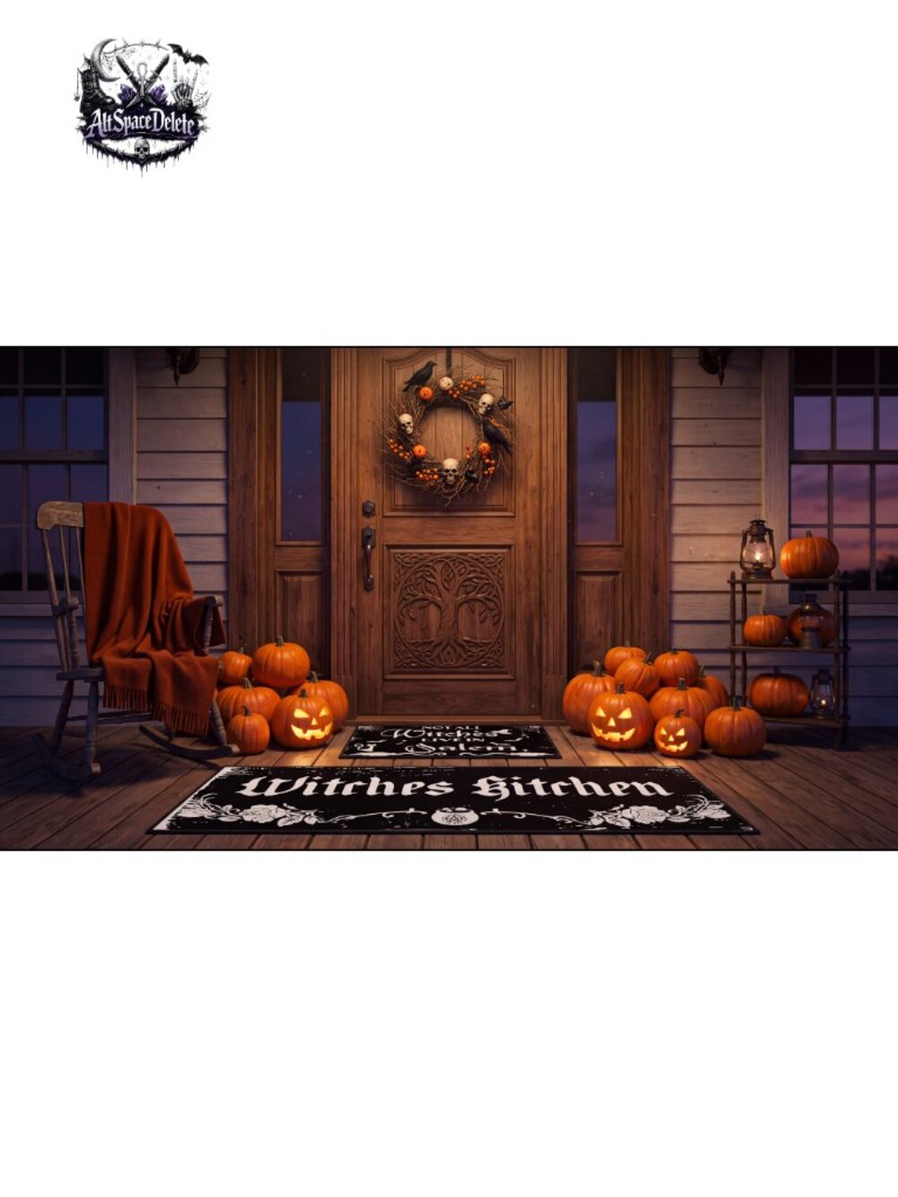 2 Pc Halloween Kitchen Rugs Witchy Floor Mats Gothic Home Decor - Picture 6 of 6